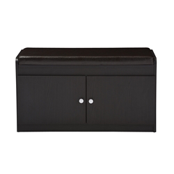 Baxton Studio Margaret Modern and Contemporary Dark Brown Wood 2-Door Shoe Cabinet with Faux Leather Seating Bench